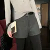 Pantalones Cortos Grises para Mujer 2025 Nuevo Invierno Engrosados de Lana de Cintura Alta Adelgazantes de Línea A Ajustados que se Adaptan a la Cadera Leggings