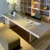 Nueva Mesa de Té de Madera Maciza Estilo Chino, Lujo Ligero, Sensación Moderna y de Alta Gama, Modelo 2025, Madera de Fresno Blanco, Mesa de Té de Pizarra, Madera de Nogal Negro, Estilo Italiano