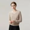 100% Cachemir usando hilo Consinee Otoño/Invierno Estilo Nuevo Suéter de Punto Básico Holgado para Mujer con Cuello en V