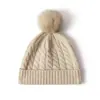Cachemira Otoño/Invierno 2026 Nuevo Suéter de Punto de Alta Gama para Mujer Calidez para Exteriores Jacquard Gorro con Pompón Protección para los Oídos Gorro de Punto Casual