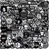 105 pegatinas de graffiti con logo de banda de rock de fondo negro. Funda de teléfono impermeable DIY decoración de guitarra venta al por mayor transfronteriza