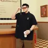 Camisa Polo Bordada Masculina Tamanho Grande Manga Curta, Camiseta Casual Americana de Verão, Solta e Versátil, Plus Size