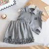 Camisa POLO Casual para Meninas Roupas Esportivas Estilosas Versátil para Crianças Pequenas e Médias Conjunto de Duas Peças da Moda Roupa de Verão Conjunto Novo Estilo Celebridade da Internet