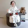 Bata de coralina para niña, de manga larga, engrosada para otoño e invierno, pijama de franela, ropa de estar cálida para niños