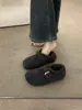 Zapatos de Algodón para Mujer 2025 Otoño/Invierno, Forrados de Fieltro, Cobertura Total, Elevadores de Altura, Estilo Bosque, Forrados de Felpa, Estilo Birkenstock, Mocasines Peludos, Zapatos de Noche