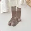 Meias Femininas Ultra Finas Sem Costura Estilo Coreano, Meias de Cano Médio Cor Sólida com Listras Verticais, Meias de Passarela Estilo Ballet para Atacado, Meias Femininas Largas
