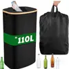 Caja de Almacenamiento de Botellas para Residuos de Cocina de Gran Capacidad Transfronteriza, Recolector de Botellas Reciclables, Bolsa Interior Desmontable, Cesto para Ropa Sucia Impermeable