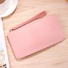 Estilo coreano contraste de cor macio rosto carteira longa moda grande capacidade dupla camada móvel telefone móvel portátil bolsa pequena saco