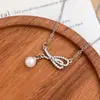 Collar Nuevo Diseño Único Lazo Acero de Titanio Collar Nicho Temperamento Cadena Clavícula Perla Accesorios que No se Desvanecen