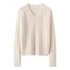 Directo de fábrica, suéter grueso de cachemira con patrón trenzado, elegante y versátil, suéter de cachemira para mujer con cuello en V