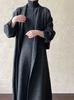 Conjunto de Moda Transfronteiriça Cardigan Tricotado Vestido Sem Mangas de Gola Alta Conjunto de Duas Peças Outono e Inverno Conjunto de Suéter Longo Feminino