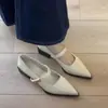 Em Estoque ~ Bico Verde Apontado Salto Grosso Salto Alto Feminino Francês Salto Médio Sapatos Mary Jane Boca Rasa Sapatos para o Trabalho