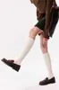 Meias Brancas de Cano Médio Transfronteiriças Femininas Verão Meias com Babados Emagrecedoras com Botas Meias para Panturrilha Estilo Academia Meias Longas Meias de Algodão para Estudantes
