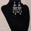Conjunto de Collar y Pendientes con Borlas de Diamante Gota de Agua Súper Brillantes Estilo Palacio, Collar Versátil Retro de Moda y Exquisito