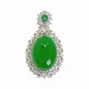 Plata de Ley S925 Nuevo Calcedonia Natural Verde Hielo Alto Colgante de Plata Incrustada 18*25 Moda Versátil Exquisito Colgante de Cuello