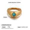 Anillo de Acero Inoxidable Taina Europeo y Americano Acero de Titanio No se Desvanece Turquesa Azul Incrustado Anillo Nicho Gama Alta Venta Caliente Transfronteriza