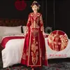 Vestido Xiuhe Luxuoso de Veludo para Noivas, Novo Vestido de Casamento Estilo Chinês 2026, Atacado de Trajes de Casamento para Outono e Inverno