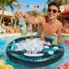 Portavasos Inflable Multiorificio Playa Piscina Bañera Fiesta Conveniente Portavasos Flotante Bandeja de Hielo para Agua Bandeja de Servicio para Piscina
