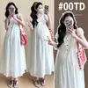 En stock 2025 nuevo vestido largo de verano para mujeres embarazadas bordado hebilla abierta vestido de lactancia