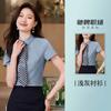 Camisa Stretch 60 Algodón Manga Corta Cuello Muñeca para Mujer Verano 4S Tienda Ropa de Trabajo para Hombres y Mujeres Mismo Estilo Camisa Azul Claro Ropa de Trabajo Sin Planchado