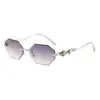 2026 Gafas de Sol Nuevas Sin Montura de Borde Cortado para Mujer de Gama Alta Redondas para Adelgazar el Rostro Versátiles Estilo Retro Europeo y Americano Gafas de Sol para Hombre