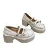 Sapatos Mary Jane doces estilo francês com laço e salto grosso para mulheres, novidade outono 2026 estilo faculdade sapatos baixos de sola grossa