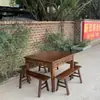 Mesa de jantar e cadeiras de fazenda, mesa de oito lados em madeira maciça, conjunto de mesa quadrada para uso doméstico, estilo quadrado multifuncional simples estilo chinês antigo