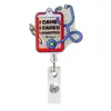 Novo Porta-Crachá Retrátil Giratório com Clipe de Crachá de Caveira com Laço de Acrílico Suporte de Identificação Médico Fivela de Puxar Fácil
