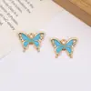Pingente Borboleta Cravejado com Diamantes e Gotejamento de Óleo Liga Metálica Pulseira Brincos com Preservação de Cor Pingente de Borla Personalizado Acessórios de Joia Venda por Atacado
