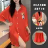Popular de alta qualidade luxo leve estiloso seda gelada vestido camisa pijama feminino verão novo luxuoso roupão de dormir roupa de casa conjunto fino