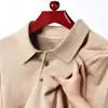 Suéter de malha outonal transfronteiriço com gola de pele sintética, mangas compridas, cor sólida, adequado para homens de meia-idade, estilo casual e simples, perfeito como segunda pele.