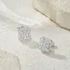 Brincos de Tarraxa Quadrados em Prata S925 com Moissanita, com Toque de Alto Padrão e Sofisticação, Design Único para Mulheres