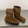 Botines Birkenstock Estilo Coreano Hebilla Retro Punta Redonda Suela Gruesa para Mujer 2026 Nuevo Estilo Otoño/Invierno Botas Versátiles de Temperamento Adelgazantes