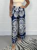 Site Independente Roupas Femininas Transfronteiriças Europeias e Americanas Verão Casual Férias Estampa Retro Patchwork Casual Soltos Calças Femininas