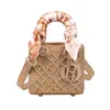 Lenço de seda bordado, bolsa Lady Dior, bolsa quadrada pequena, bolsa de mão da moda, bolsa de ombro versátil, bolsa transversal acolchoada feminina estilo francês