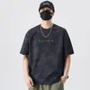 Camiseta Masculina de Manga Curta Verão 2026 Novo Design Americano Tie-dye Tendência Solta Casual Manga Meia Manga Roupas Masculinas