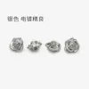 Botones pequeños de flor de rosa de plata antigua, botones decorativos de metal vintage para abrigos, camisas, cárdigans de punto y suéteres