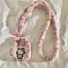 Estilo Outono e Inverno Rosa Pelúcia Estampa Leopardo Bolsa Kt Pingente Transversal Alça Longa Mini Armazenamento de Moedas e Fones de Ouvido Estilo Alça D