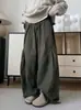 Pantalones Anchos de Pierna Ancha Plisados Sueltos de Algodón Puro Estilo Retro Japonés para Hombres y Mujeres de Moda Casual Color Sólido Cintura Elástica Pantalones de Trabajo