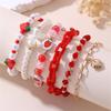Pulsera Europea y Americana Transfronteriza de Arcilla Polimérica Roja con Perlas de Fresa Rosa, Pulsera de Arcilla Polimérica Suave para Niña, Joyería con Colgante de Amor