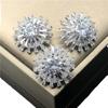 Botón de Cobre Zircón Trapezoidal Super Brillante de Tres Capas para Suéter Camisa Abrigo Botón Decorativo de Diamante Accesorios de Joyería DIY