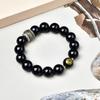 Pulsera de obsidiana dorada negra natural montaña fantasma gastar dinero pulsera de obsidiana para hombre pulsera que no se desvanece