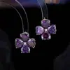 Estilo Dulce y Fresco, Pendientes de Trébol de la Suerte con Forma de Corazón de Circonita de Lujo Ligero, Diseño de Nicho, Versátiles para el Trabajo, Pendientes de Alta Gama