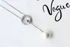 Colar de Prata de Lei S925 com Círculo Geométrico Elegante Simples Pérola e Incrustação Exquisita de Diamante, Joia de Prata da Moda Estilo Coreano para Mulheres