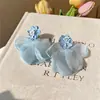 Aretes de Borla con Flor de Tela de Aguja de Plata, Estilo Vacaciones en la Playa, Aretes de Moda y Dulces, Lujo Ligero y de Alta Gama, Aretes Únicos