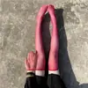 Medias de Seda Blancas Finas Aceitosas Hasta la Rodilla Medias de Muslo Sin Borde Medias de Mujer Ultra Finas Aceitosas Brillantes Medias Altas de Aceite de Caballo A8y