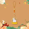 Luna Llena Festival de Medio Otoño Conejo de Jade Colgante de Bolsa Conejo Pastel de Luna de Metal Llavero de Cuerda Tejida Regalo del Festival de Medio Otoño Atmósfera Regalo Pequeño