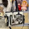 Bolsa de Ombro Feminina Transparente com Renda, Bolsa Transversal Grande Capacidade para Estudante, Bolsa Ita para Convenção de Anime