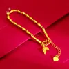 Joyería de Oro Mismo Estilo Arenas Antiguas Oro y Hojas de Bambú Brazalete de Alto Estilo para Mujer Lujo Ligero Nicho Exquisito Brazalete para Regalo de Novia