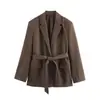 Nueva Ropa para Mujer Estilo Europeo y Americano Lel Manga Larga Nudo en la Cintura Traje Chaqueta Pantalones Casuales Traje